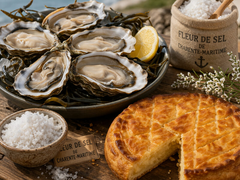 Huîtres, galette charentaise, fruits de mer à savourer